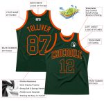 Custom Name and Number Basketball Jersey in Hunter Green and Orange - Authentic Throwback Design Personalized Hunter Green