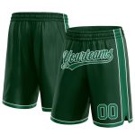 Custom Hunter Green Kelly Green-White Basketball Shorts with Name and Number - Authentic Team Apparel Personalized Hunter