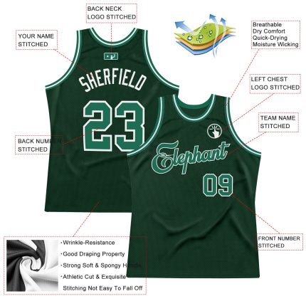 Custom Name Number Throwback Basketball Jersey - Personalized Hunter Green Kelly Green-White Design Personalized Hunter Green