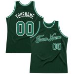 Custom Name Number Throwback Basketball Jersey - Personalized Hunter Green Kelly Green-White Design Personalized Hunter Green