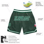 Custom Personalized Basketball Shorts with Team Name and Number - Hunter Green & Kelly Green Throwback Style Personalized