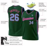 Custom Team Basketball Jersey Personalized with Name and Number - Hunter Green Light Blue Black Pink Throwback Authentic