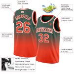 Custom Orange White Hunter Green Basketball Jersey with Personalized Name and Number - Authentic Fade Design Personalized