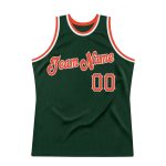 Custom Hunter Green Orange-White Authentic Basketball Jersey with Name and Number - Personalized Team Apparel Personalized