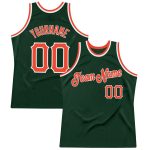 Custom Hunter Green Orange-White Authentic Basketball Jersey with Name and Number - Personalized Team Apparel Personalized