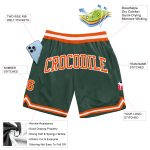 Custom Name and Number Basketball Shorts - Authentic Throwback in Hunter Green, Orange, and White Personalized Hunter Green