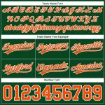 Personalized Authentic Basketball Shorts in Hunter Green with Orange and White - Throwback Style Personalized Hunter Green