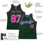 Custom Name Number Basketball Jersey Personalized Hunter Green Pink Light Blue Authentic Throwback Personalized Hunter Green