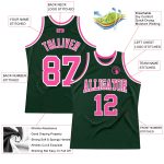Custom Name & Number Authentic Throwback Basketball Jersey - Personalized Hunter Green & Pink-White Team Jersey Personalized