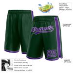 Custom Name and Number Basketball Shorts - Hunter Green Purple-Gray Authentic Team Shorts Personalized Hunter Green Purple-Gray