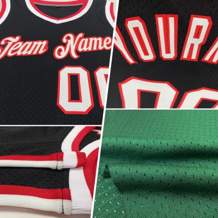 Personalized Hunter Green Red-Black Authentic Basketball Jersey - Throwback Style Personalized Hunter Green Red-Black Authentic