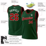 Personalized Hunter Green Red-Black Authentic Basketball Jersey - Throwback Style Personalized Hunter Green Red-Black Authentic