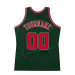 Custom Name Number Basketball Jersey - Hunter Green Red-Black Authentic Throwback Style Personalized Hunter Green Red-Black