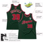 Custom Name Number Basketball Jersey - Hunter Green Red-Black Authentic Throwback Style Personalized Hunter Green Red-Black