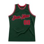 Custom Name Number Basketball Jersey - Hunter Green Red-Black Authentic Throwback Style Personalized Hunter Green Red-Black