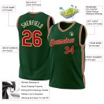 Personalized Hunter Green Red Cream Basketball Jersey - Authentic Throwback Design Personalized Hunter Green Red-Cream Authentic