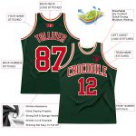 Custom Authentic Basketball Jersey with Personalized Name and Number - Hunter Green Red-Cream Throwback Team Design Personalized