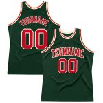Custom Authentic Basketball Jersey with Personalized Name and Number - Hunter Green Red-Cream Throwback Team Design Personalized