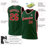 Custom Hunter Green Red-White Authentic Basketball Jersey - Personalized Throwback Design Personalized Hunter Green Red-White