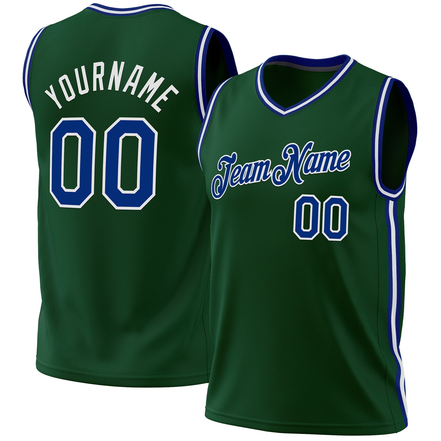 Custom Hunter Green Basketball Jersey - Authentic Throwback with Royal-White Team Name and Number Personalized Hunter Green