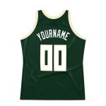 Custom Team Basketball Jersey - Personalized Hunter Green and White-Cream Throwback with Name and Number Personalized Hunter