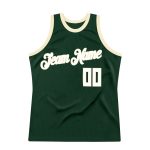 Custom Team Basketball Jersey - Personalized Hunter Green and White-Cream Throwback with Name and Number Personalized Hunter