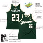 Custom Team Basketball Jersey - Personalized Hunter Green and White-Cream Throwback with Name and Number Personalized Hunter