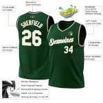 Personalized Authentic Basketball Jersey - Hunter Green White Cream-Black Throwback Design Personalized Hunter Green White