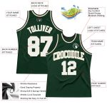 Custom Personalized Basketball Jersey with Team Name and Number - Hunter Green, White, Cream, Black Authentic Throwback Design
