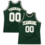 Custom Personalized Basketball Jersey with Team Name and Number - Hunter Green, White, Cream, Black Authentic Throwback Design