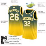 Custom Team Basketball Jersey with Personalized Name and Number - Hunter Green White-Gold Authentic Fade Design Personalized