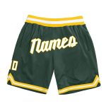 Custom Hunter Green White Gold Basketball Shorts with Name and Number - Authentic Throwback Design Personalized Hunter Green