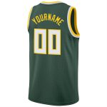 Custom Basketball Jersey with Name and Number - Personalized Hunter Green White-Gold Round Neck Rib-Knit Design Personalized