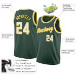 Custom Basketball Jersey with Name and Number - Personalized Hunter Green White-Gold Round Neck Rib-Knit Design Personalized