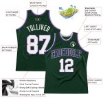 Custom Name and Number Basketball Jersey - Authentic Throwback in Hunter Green White Gray Purple Personalized Hunter Green