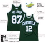 Custom Name and Number Basketball Jersey - Authentic Throwback in Hunter Green and Light Blue Personalized Hunter Green White-Light