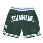 Custom Name Number Authentic Throwback Basketball Shorts in Hunter Green White Light Blue - Personalized Team Gear Personalized