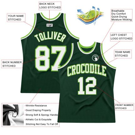 Custom Authentic Throwback Basketball Jersey - Personalized Hunter Green & Neon Green with Name and Number Personalized Hunter