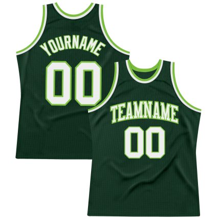 Custom Authentic Throwback Basketball Jersey - Personalized Hunter Green & Neon Green with Name and Number Personalized Hunter