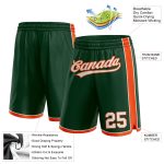 Custom Team Basketball Shorts with Name and Number - Hunter Green White-Orange Authentic Wear Personalized Hunter Green White-Orange