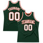 Custom Team Basketball Jersey - Authentic Throwback Personalized with Name & Number - Hunter Green White-Orange Personalized