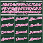 Personalized Hunter Green White Pink Basketball Jersey - Authentic Throwback Style Personalized Hunter Green White-Pink Authentic