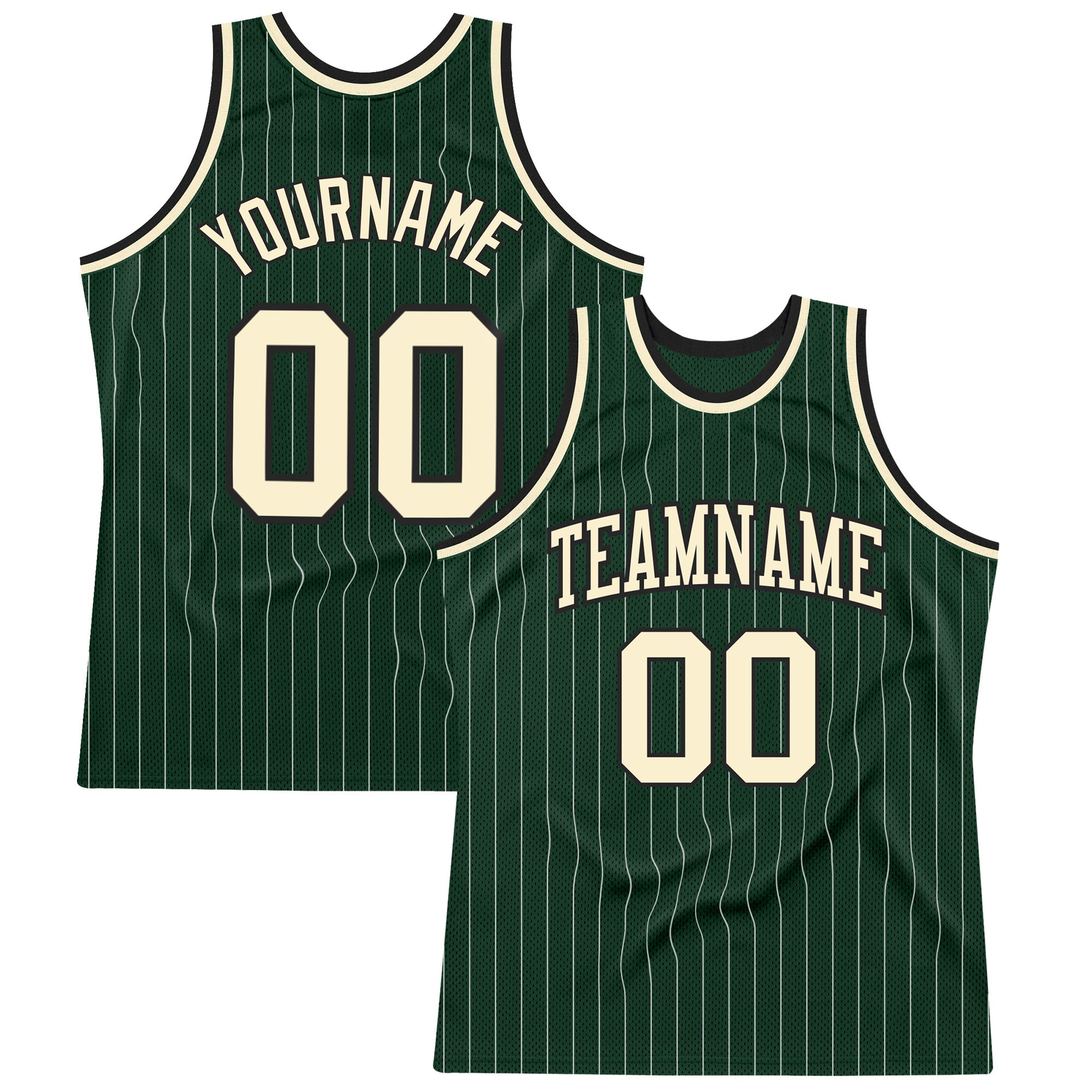 Custom Hunter Green Pinstripe Basketball Jersey with Personalized Name and Number - Authentic Team Gear Personalized Hunter