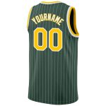 Custom Basketball Jersey with Hunter Green White Pinstripe and Gold-White, Personalized Name and Number, Authentic Design