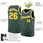 Custom Basketball Jersey with Hunter Green White Pinstripe and Gold-White, Personalized Name and Number, Authentic Design