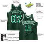 Custom Hunter Green White Pinstripe Basketball Jersey with Name & Number - Authentic Team Apparel Personalized Hunter Green