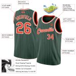 Custom Basketball Jersey with Personalized Name and Number, Hunter Green White Pinstripe with Orange-White - Authentic Team Gear