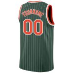 Custom Basketball Jersey with Personalized Name and Number, Hunter Green White Pinstripe with Orange-White - Authentic Team Gear