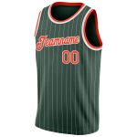 Custom Basketball Jersey with Personalized Name and Number, Hunter Green White Pinstripe with Orange-White - Authentic Team Gear
