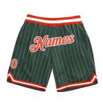 Custom Hunter Green White Pinstripe Basketball Shorts with Name and Number - Authentic Team Gear Personalized Hunter Green